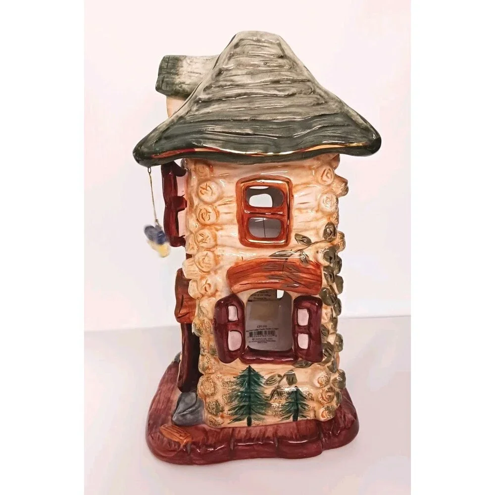 Cat On Big Fish Lodge Candle Holder The Lights Of Cobblestone Village By Popular